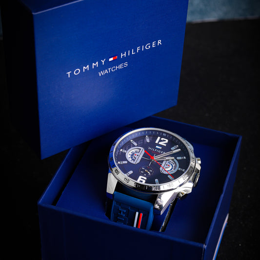 Tommy Hilfiger Men's Quartz Watch - Navy Blue Dial with Silicone Strap - 1791474