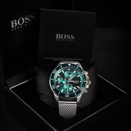 Hugo Boss Men's Watch , Quartz Movement, Analog Display, Silver Stainless Steel Strap-1513905